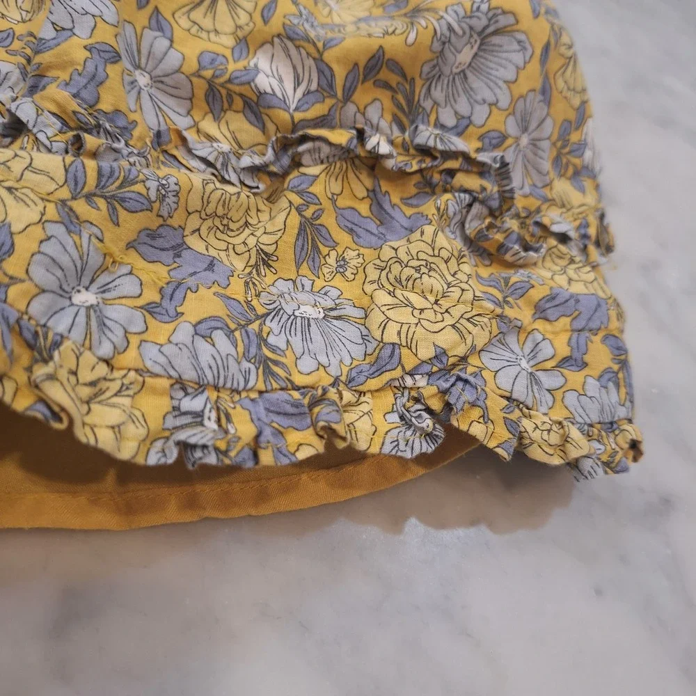 Joie Floral Dress Kids 3T Yellow Blue Ruffle Tiered Shortsleeve Boho Peasant